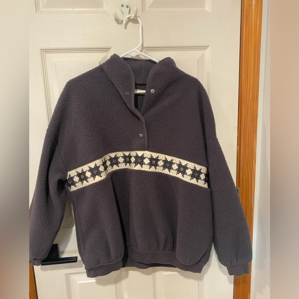 Madewell (Re)Sourced Sherpa Pullover Top size Small